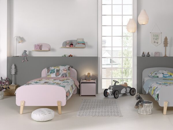 Růžový lakovaný dětský noční stolek Vipack Kiddy 40 x 36 cm