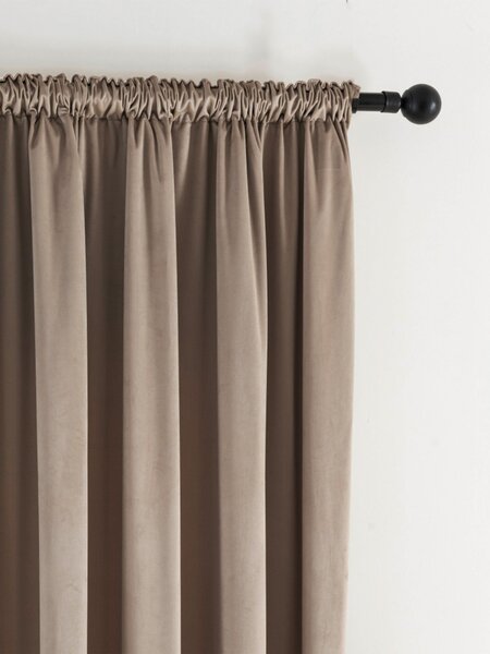 MK Lůžkoviny Sametové zatemňovací závěsy Cesar cappuccino - 140 x 160 cm (2ks) - řasící stuha