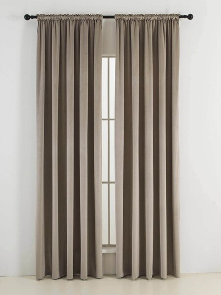 MK Lůžkoviny Sametové zatemňovací závěsy Cesar cappuccino - 140 x 160 cm (2ks) - řasící stuha