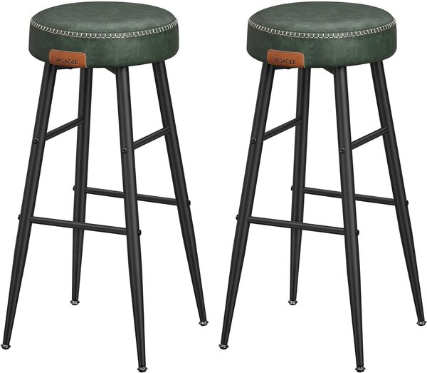 VASAGLE Barová židle - zelená - 51,6x76,2x51,6 cm - set 2 ks