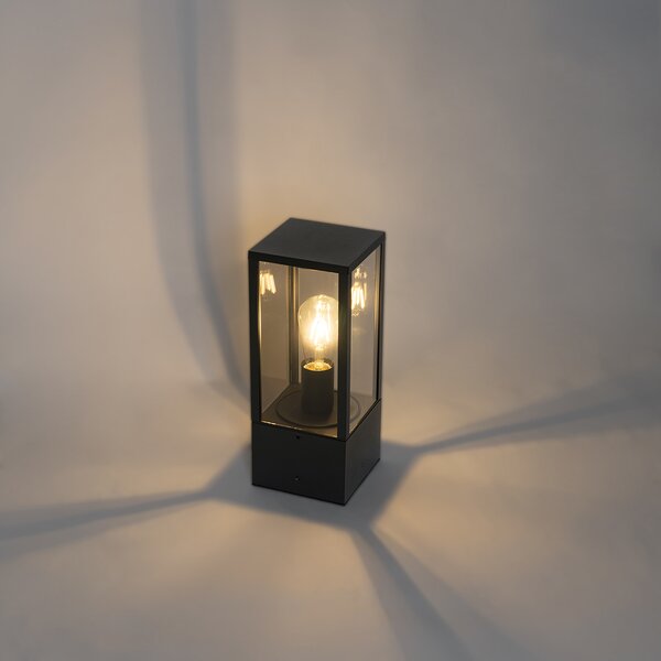 Venkovní stojací lampa černá s kouřovým sklem 40 cm IP44 - Charlois