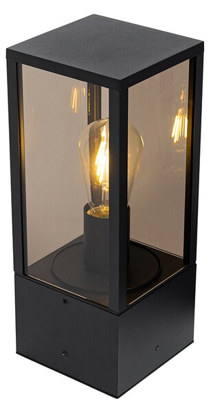 Venkovní stojací lampa černá s kouřovým sklem 40 cm IP44 - Charlois