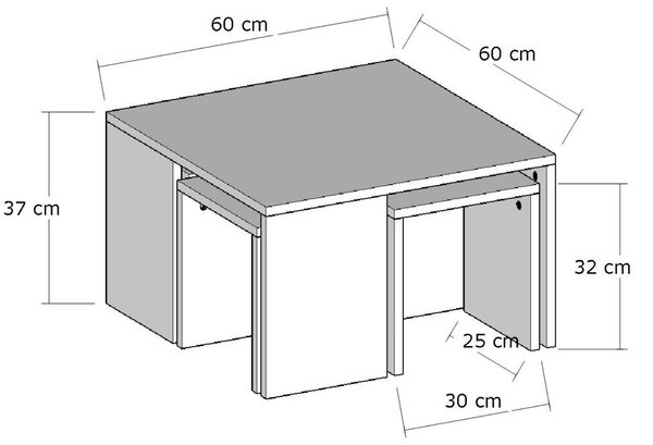 Set stolků ORANCA dub