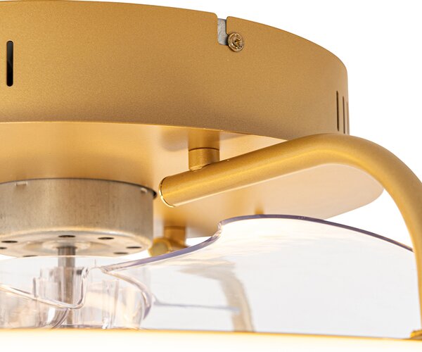 Stropní ventilátor zlatý 46,5 cm vč. LED s dálkovým ovládáním - Kees