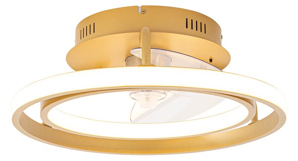 Stropní ventilátor zlatý 46,5 cm vč. LED s dálkovým ovládáním - Kees