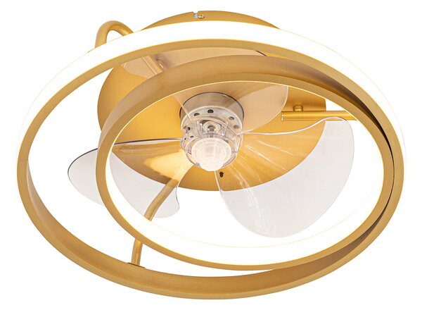Stropní ventilátor zlatý 46,5 cm vč. LED s dálkovým ovládáním - Kees