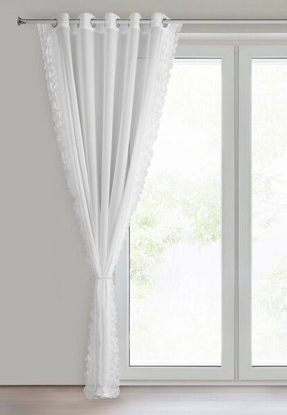 ZÁCLONA NA KROUŽCÍCH LUISA 140X250 CM BÍLÁ