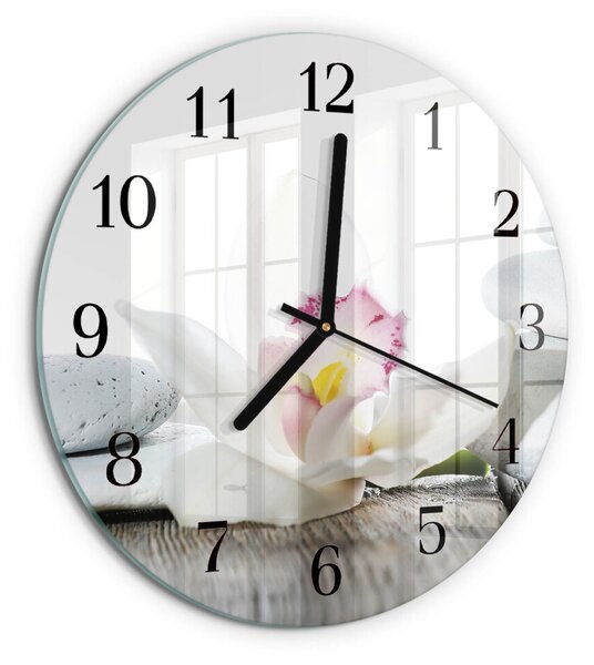 Skleněné nástěnné hodiny Orchidej zsoc-fi30-00181035
