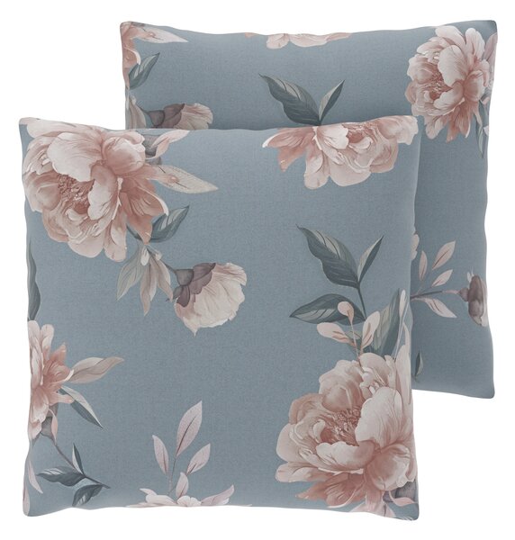 Livarno® Potah na polštář Renforcé, 50 x 60 cm, 2 kusy (květiny/modrá) (100408444001)