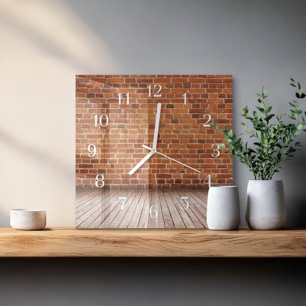 Skleněné hodiny Cihlová zeď zskb-30x30-00094617