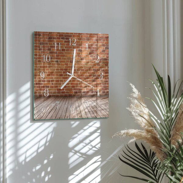 Skleněné hodiny Cihlová zeď zskb-30x30-00094617