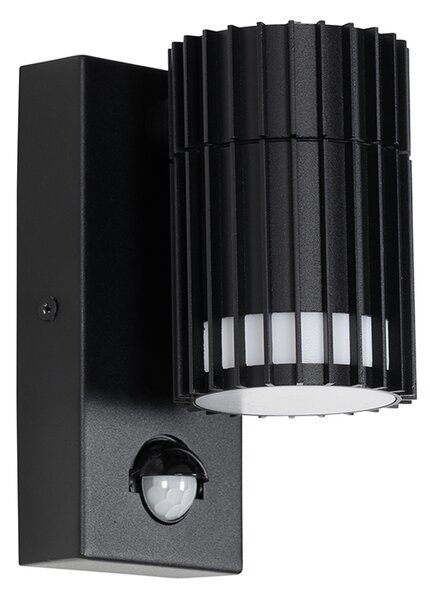 Designová venkovní nástěnná lampa černá s detektorem pohybu IP44 - Boris