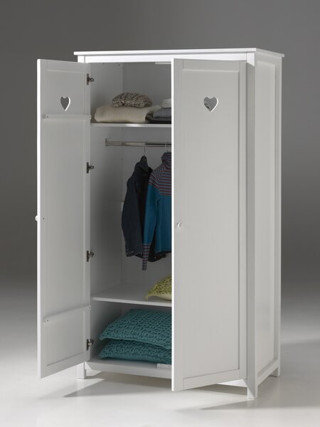 Bílá dřevěná dětská skříň Vipack Amori 110 x 57 cm