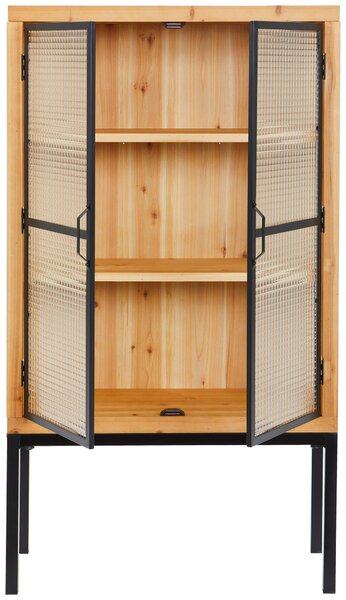 VITRÍNA, jedle, přírodní barvy, černá, 80/145/35 cm MID.YOU - Kredence a vitríny, Online Only
