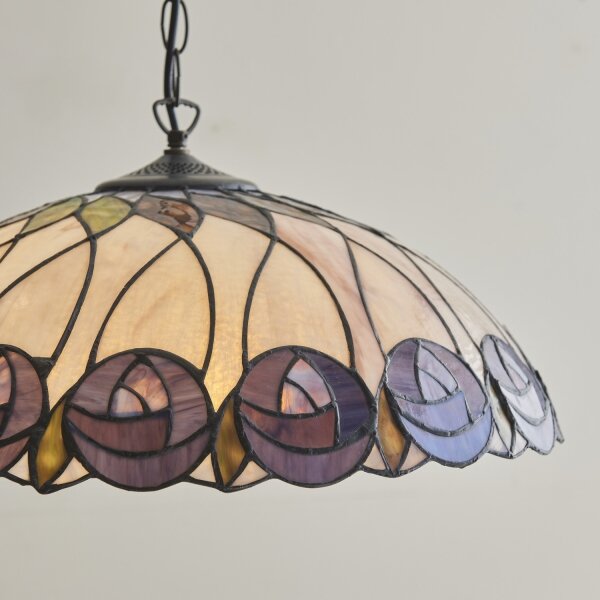 Endon 111985 - Lustr na řetězu Tiffany HUTCHINSON 3xE27/10W/230V pr. 50 cm