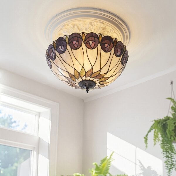 Endon 111906 - Přisazený lustr Tiffany HUTCHINSON 3xE27/10W/230V pr. 50 cm