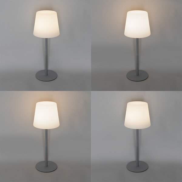 Stolní lampa šedá dobíjecí vč. LED a stmívače IP54 - Jude