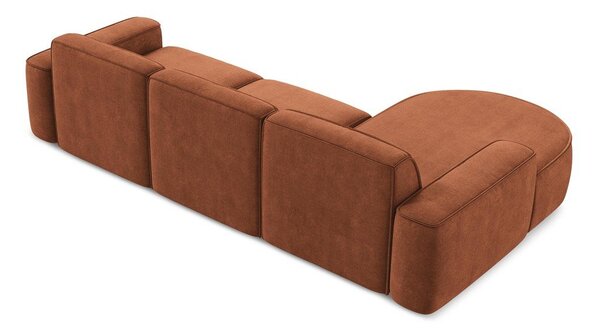 Žinylková rohová pohovka v terakotové barvě (levý roh/s lenoškou) Omao – Makamii