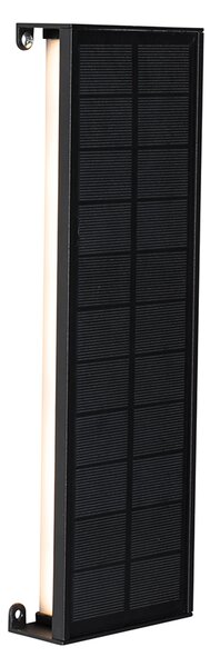 Venkovní nástěnné svítidlo černé 30 cm včetně LED 4-stupňové stmívání se solárním panelem - Serena
