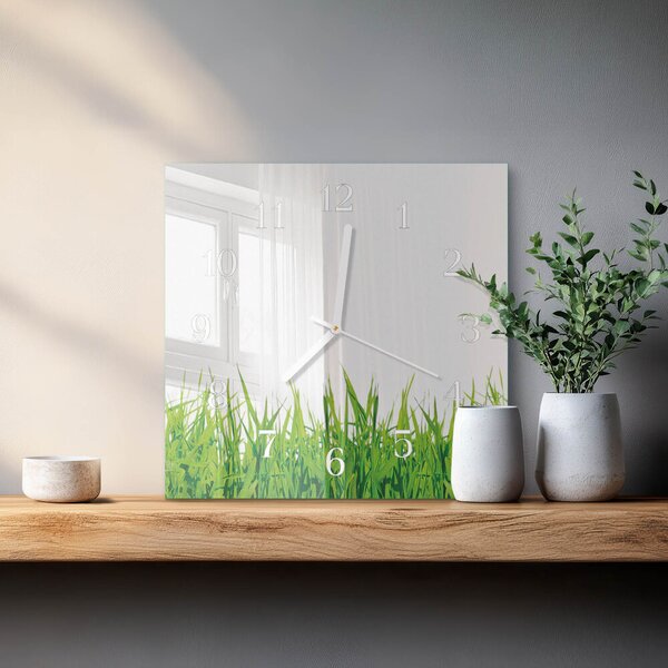 Skleněné hodiny Tráva zskb-30x30-00081641