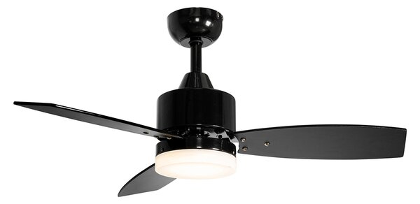 Venkovní stropní ventilátor černý 91,3 cm vč. LED stmívatelný s dálkovým ovládáním IP44 - Toledo