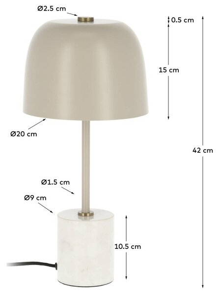 Béžová kovová stolní lampa Kave Home Alish 40 cm