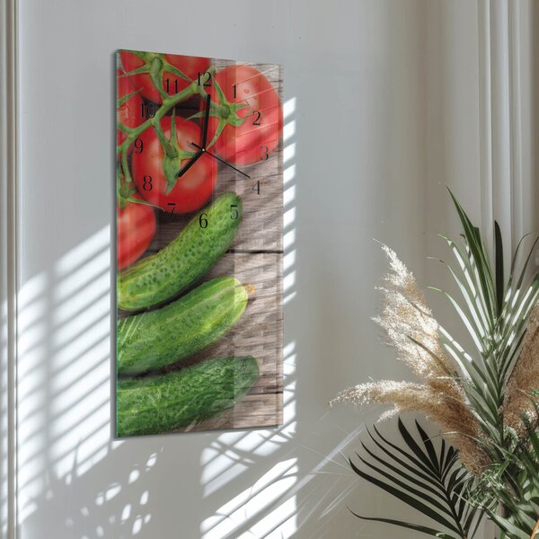 Skleněné hodiny vertikální Zelenina zsppc-30x60-00180338