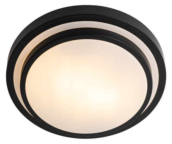 Moderní stropní svítidlo černé s bílým 35 cm IP44 - Walden