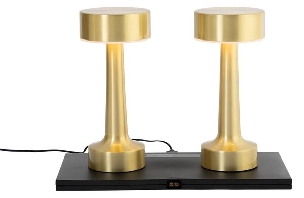 Sada 2 zlatých dobíjecích stolních lamp RGBW - Isobel