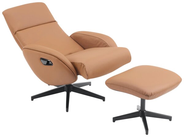RELAXAČNÍ KŘESLO S TABURETEM, textil, kůže, hnědá Livetastic - Online Only křesla & taburety, Online Only