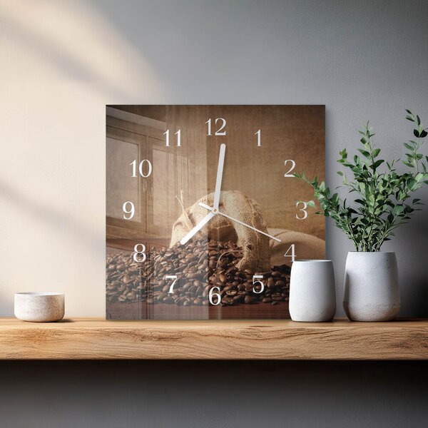 Skleněné hodiny Káva zskb-30x30-00091346
