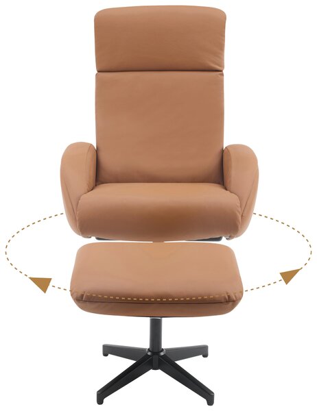 RELAXAČNÍ KŘESLO S TABURETEM, textil, kůže, hnědá Livetastic - Online Only křesla & taburety, Online Only