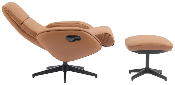 RELAXAČNÍ KŘESLO S TABURETEM, textil, kůže, hnědá Livetastic - Online Only křesla & taburety, Online Only