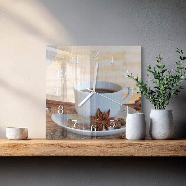 Skleněné hodiny Káva zskb-30x30-00087485