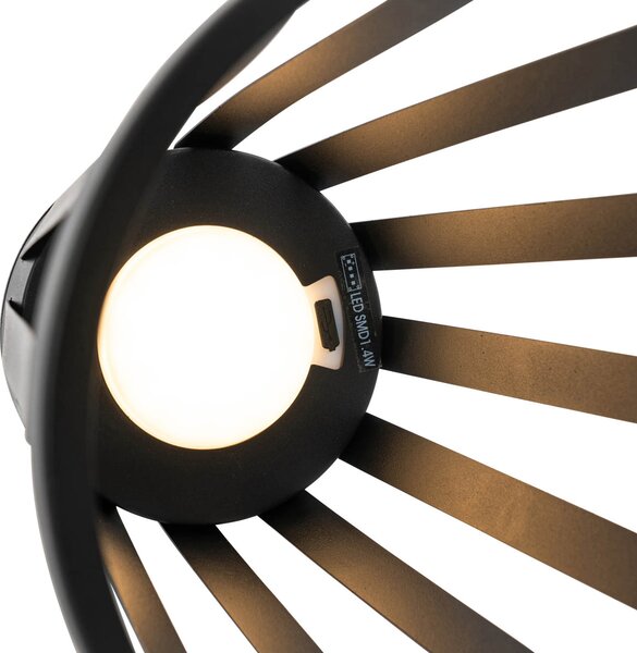 Venkovní stolní lampa černá vč. LED 3-stupňové stmívání, solární a dobíjecí - Penny