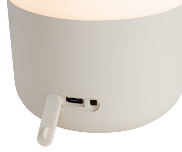 Sada 2 venkovních stolních lamp béžové s bílou vč. dobíjecího LED - Haard