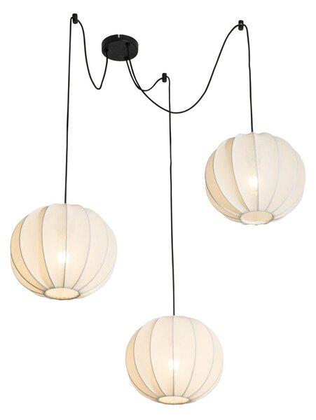 Designové závěsné svítidlo bílé hedvábí 30 cm 3-světlo - Plu