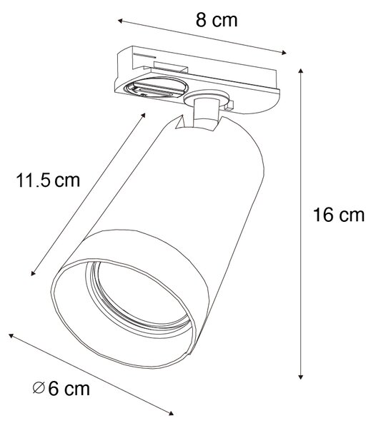 Moderní bodové světlo s bílým kroužkem pro 1-fázový kolejnicový systém GU10 50mm - Iconic Jeana