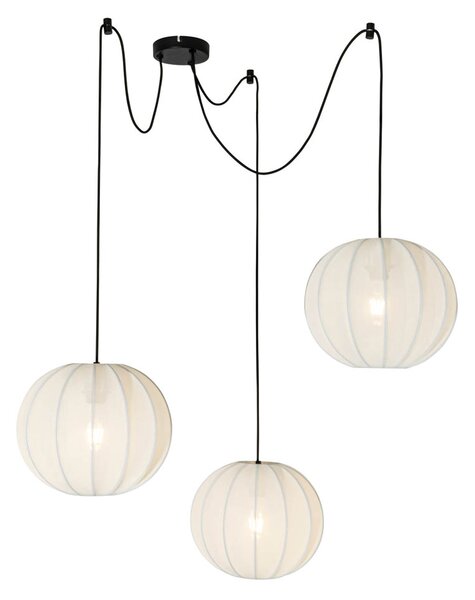 Designové závěsné svítidlo bílé hedvábí 30 cm 3-světlo - Plu