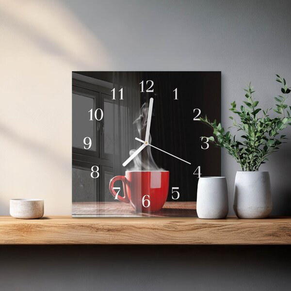 Skleněné hodiny Šálek kávy zskb-30x30-00060212