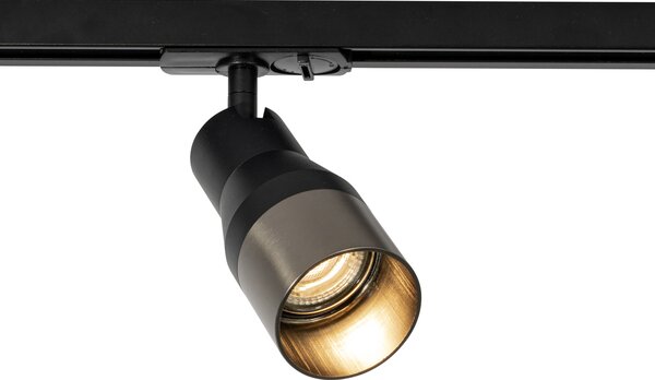 Moderní bodové světlo černé s kovově šedou pro jednofázový kolejnicový systém GU10 50mm - Iconic Kohua