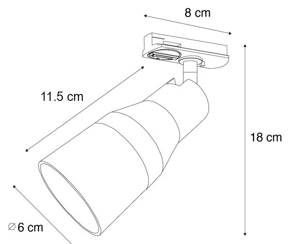 Moderní bodové světlo černé s kovově šedou pro jednofázový kolejnicový systém GU10 50mm - Iconic Kohua