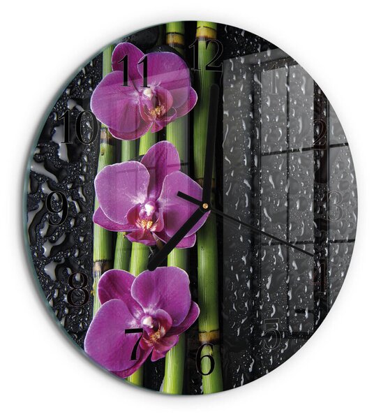 Skleněné nástěnné hodiny Orchidej zsoc-fi30-00177142