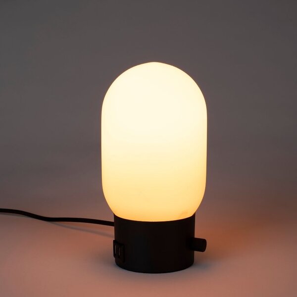 Bílo černá skleněná stolní lampa ZUIVER URBAN