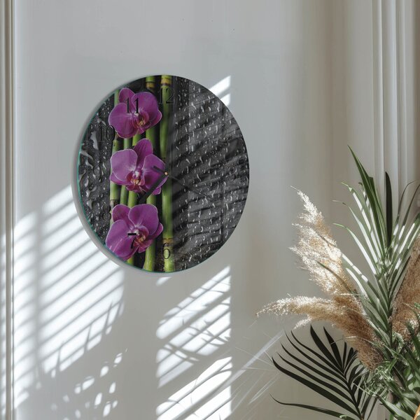 Skleněné nástěnné hodiny Orchidej zsoc-fi30-00177142