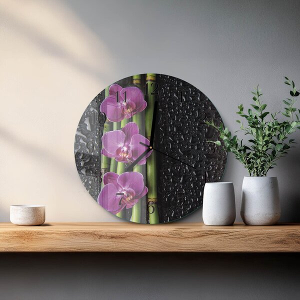 Skleněné nástěnné hodiny Orchidej zsoc-fi30-00177142
