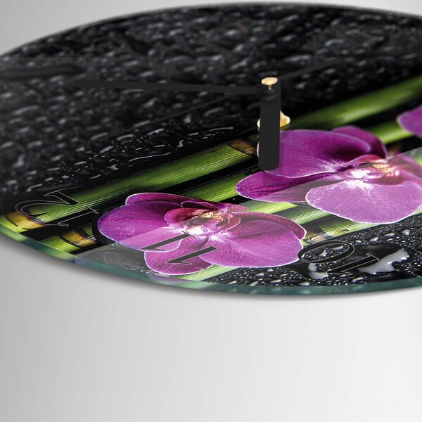 Skleněné nástěnné hodiny Orchidej zsoc-fi30-00177142