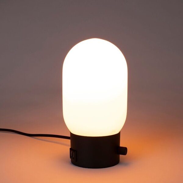 Bílo černá skleněná stolní lampa ZUIVER URBAN