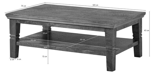 RODEZ Konferenční stolek mango 120x75x45 tmavě hnědý olejovaný