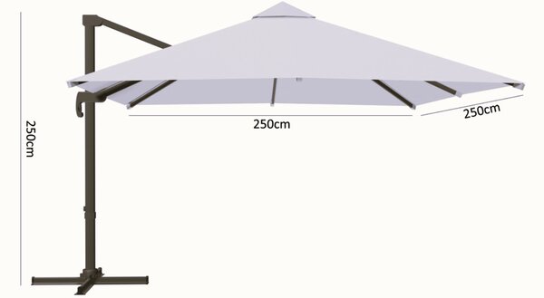 Garden Line Zahradní slunečník s ochranným obalem MINI ROMA 250 x 250 cm šedý